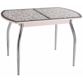 Стол Чинзано ПО-1 ст-2 молочный дуб / кремовый с узором венге / ножка 01