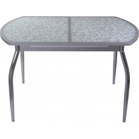 Стол Чинзано ПО-1 ст-2 серый / белый с серым узором / ножка 01