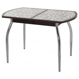 Стол Чинзано ПО ст-2, кремовый с узором венге / венге ножка из МДФ 07