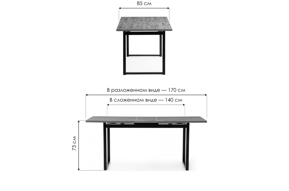 Стол Макта 140 дуб велингтон / черный матовый