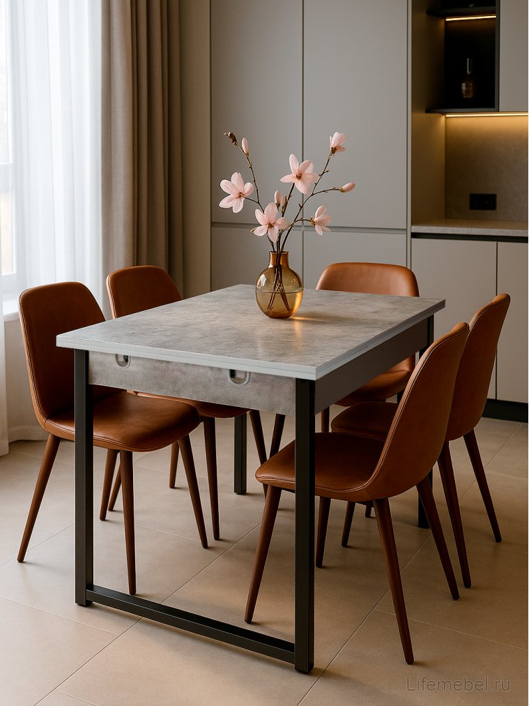 Стол Форли бетон / черный матовый