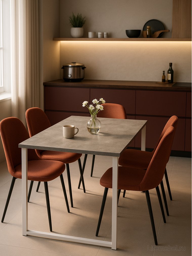 Деревянный стол Лиман 117 x 77 бетон светлый / белый матовый