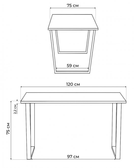 Деревянный стол Лота Лофт 120x75 дуб крафт табачный / черный матовый