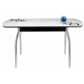 Стол Monro-1 чёрный / белое стекло рисунок 2 / вкладка стекло