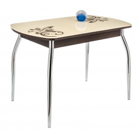 Стол Monro-1 венге / кремовое стекло рисунок 4 / вкладка стекло