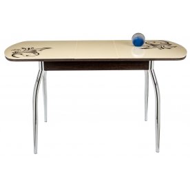 Стол Monro-1 венге / кремовое стекло рисунок 4 / вкладка стекло