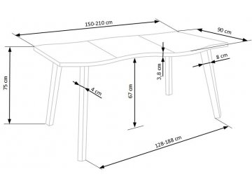 Стол складной Дерил 2 150-210/90/75 дуб натуральный / черный