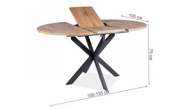 Деревянный стол Gaston 100-135/100 дуб артизан / черный