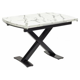 Стол раскладной Kris Marble 120 белый мрамор / черный