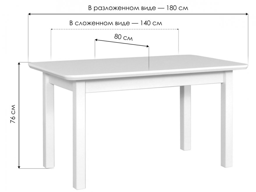 Деревянный стол Wenus 140х80 белый шпон