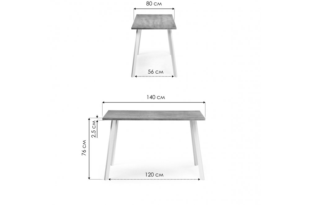 Стол Тринити Лофт 140 25 мм дуб делано темный / белый