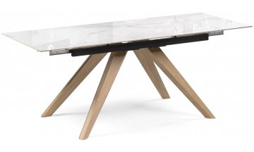 Керамический стол Морсби 140(200)х80х80 statuario cara / дуб монтана