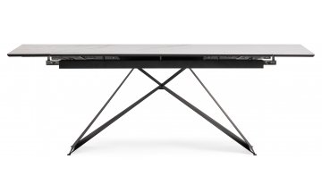 Керамический стол Ноттингем 160(220)х90х79 белый мрамор / черный