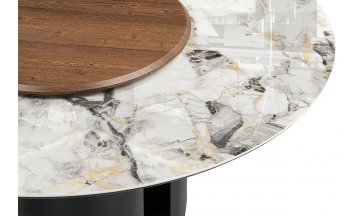 Керамический стол Иган 137 орех кантри / arctic ocean / черный