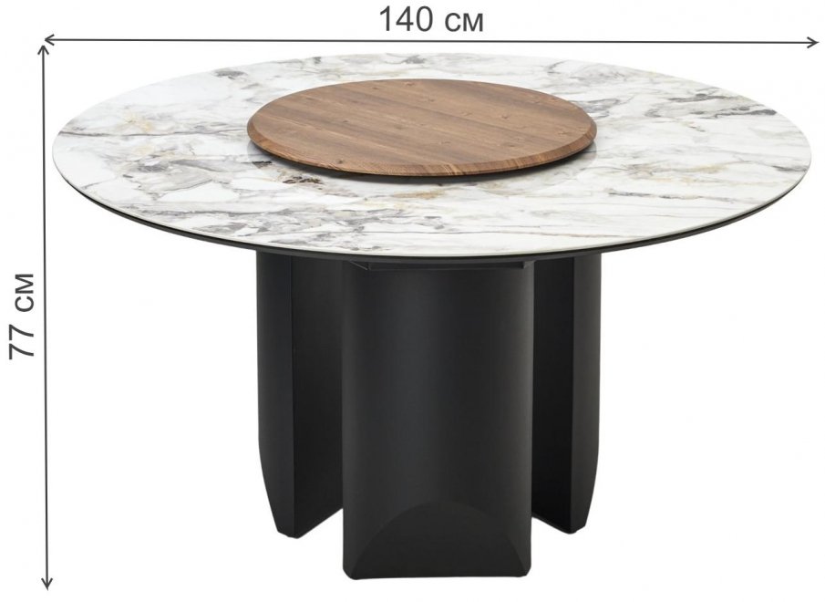 Керамический стол Колизей d140 arctic ocean белый мрамор керамика / черный