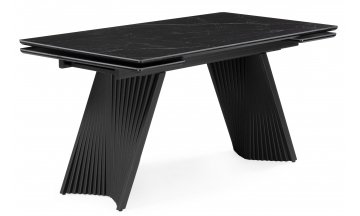 Керамический стол Вейв 160(220)х89х75 серый мрамор baolai / черный