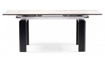Керамический стол Давос 140(200)х80х78 белый мрамор / черный
