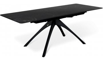 Керамический стол SHT-T76 раскладной серый мрамор / черный