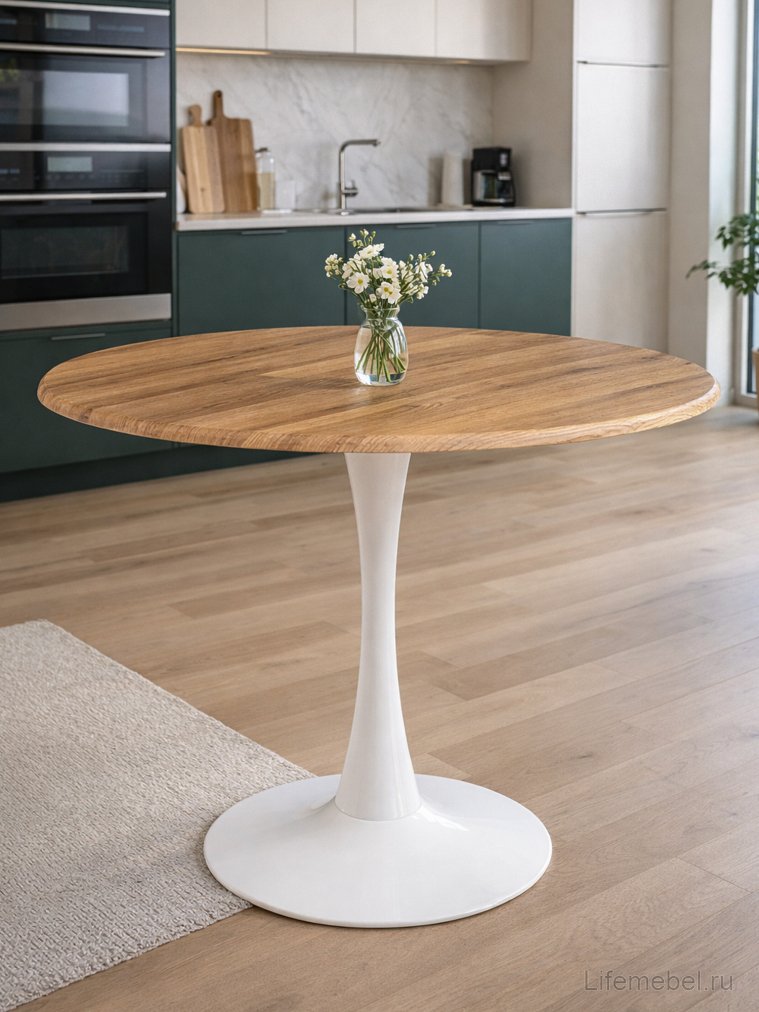 Стол Тулип 90х73 дуб вотан / белый