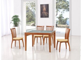 (НЕАКТИВЕН) Обеденная группа "стол 31098 L и 4 стула 9927 вишня" (ES)