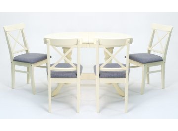 Складной стол Бизе / Ингольф слоновая кость / рогожка серый