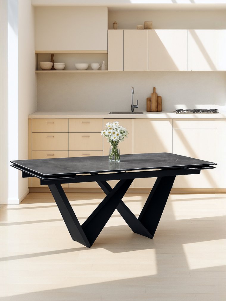 Керамический стол Бор 180(240)х90х78 baolai / черный