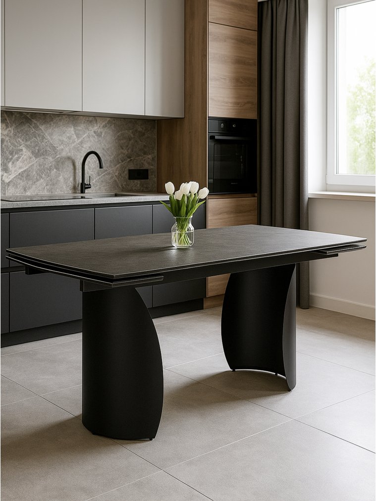 Керамический стол Готланд 180(240)х90х79 ink gray / черный