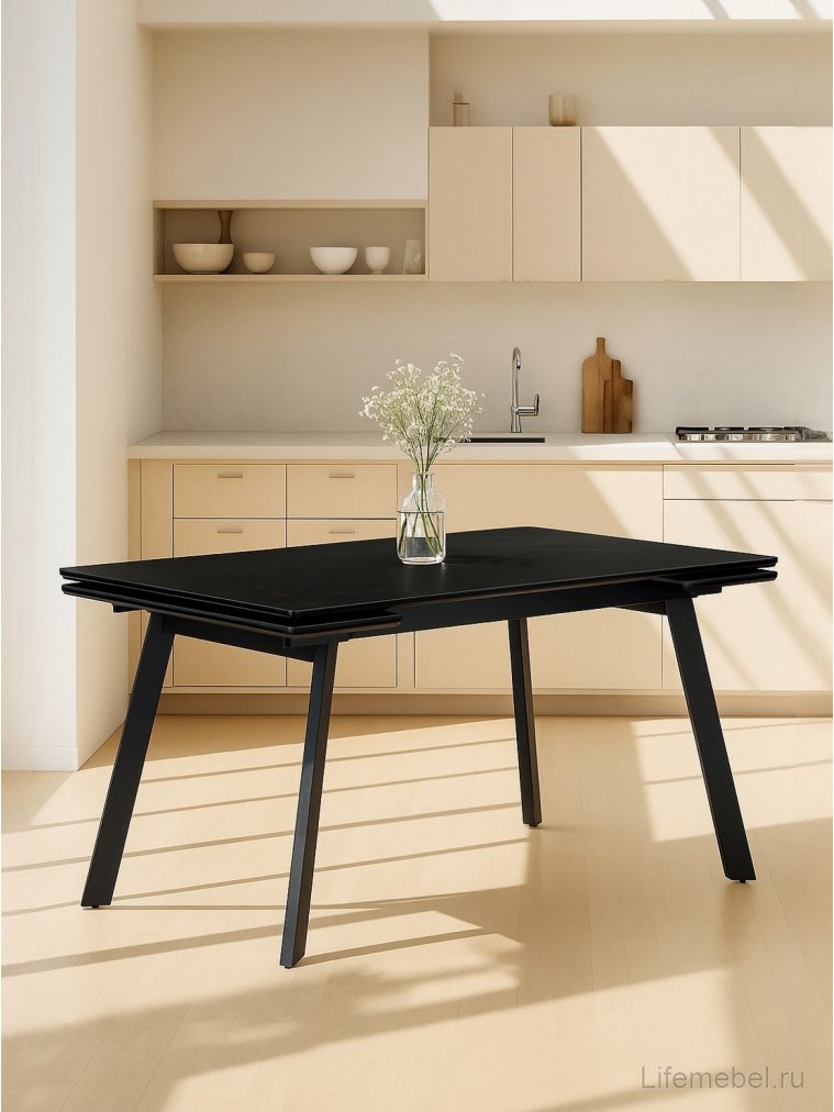 Керамический стол Норман 120(180)х80 shakespeare black / черный