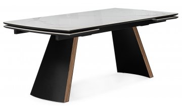 Керамический стол Симмонс 180(260)x90 shakespeare black / черный statuario titan gloss / черный / орех дуб монтана