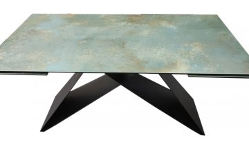 Керамический стол Amber 160 бирюзовый ossido verde / черный матовый