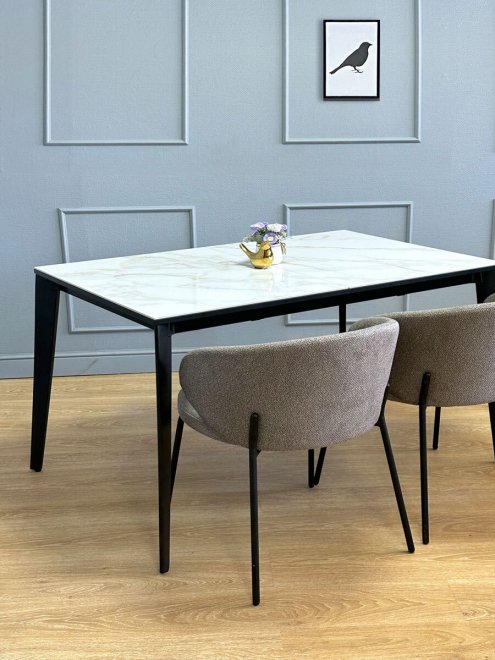 Стол Один мрамор белый глянец / черный