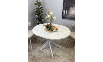 Керамический стол R1100s, белый / керамика мрамор белый глянец