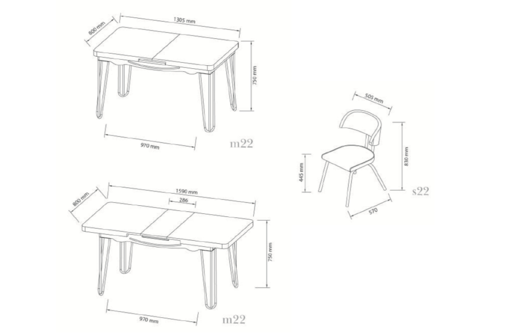 Стол обеденный M22 раскладной white