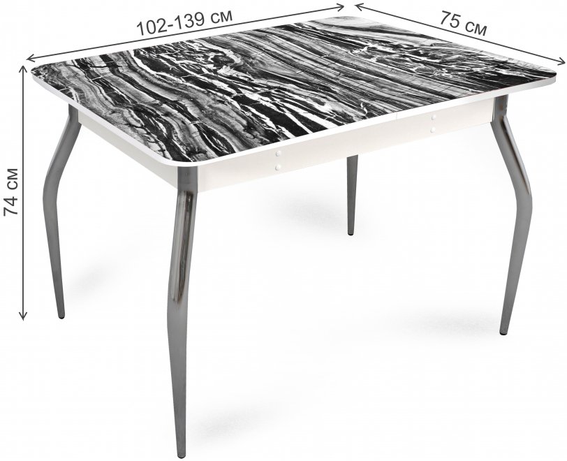 Стеклянный стол Абстракция обеденный раздвижной