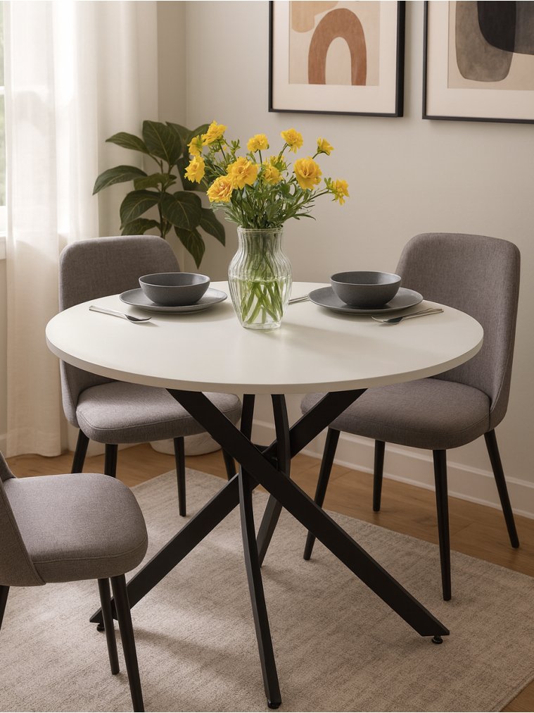 Стеклянный стол Дарио D100 стекло белый / черный