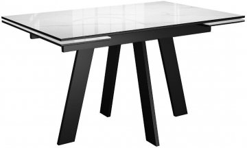 Стеклянный стол DikLine SFM120 белый мрамор / черный