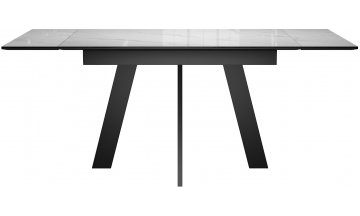 Стеклянный стол DikLine SFM120 белый мрамор / черный