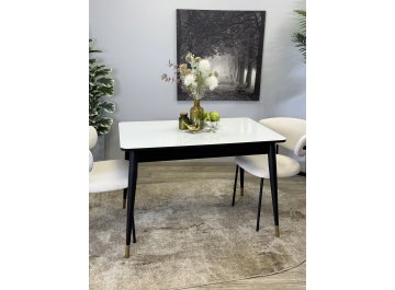 Раздвижной стол 1100K венге / стекло белое глянец