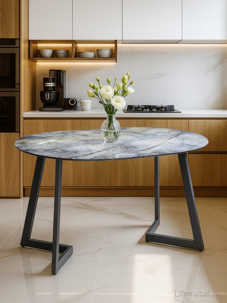 Стеклянный стол Алингсос 100(140)х100х76 магеллан / черный