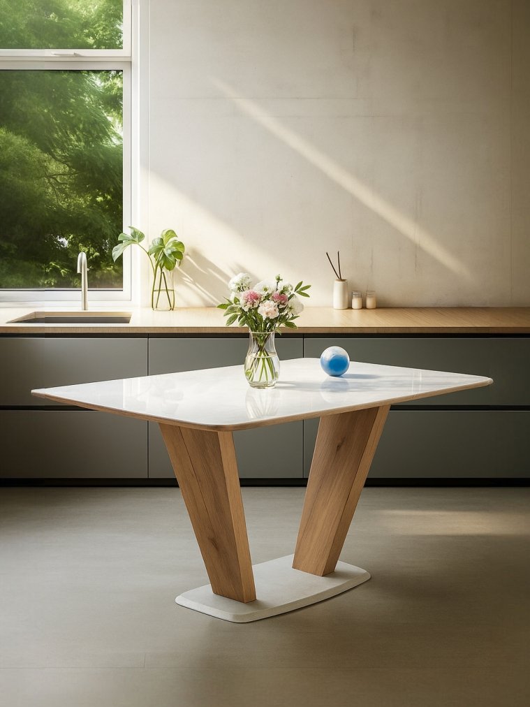 Стол на тумбе Петир 160 белый / дуб монтана