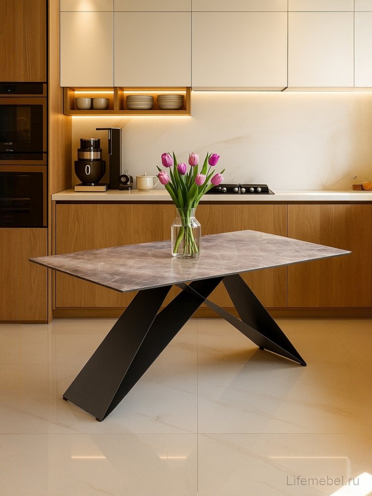 Стеклянный стол Ноттингем 180х90х74 карелия / черный