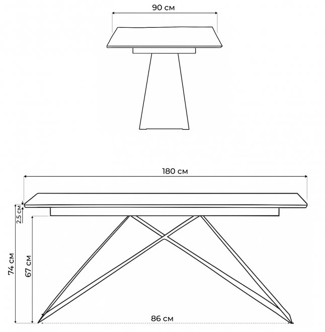 Стеклянный стол Ноттингем 180х90х74 карелия / черный