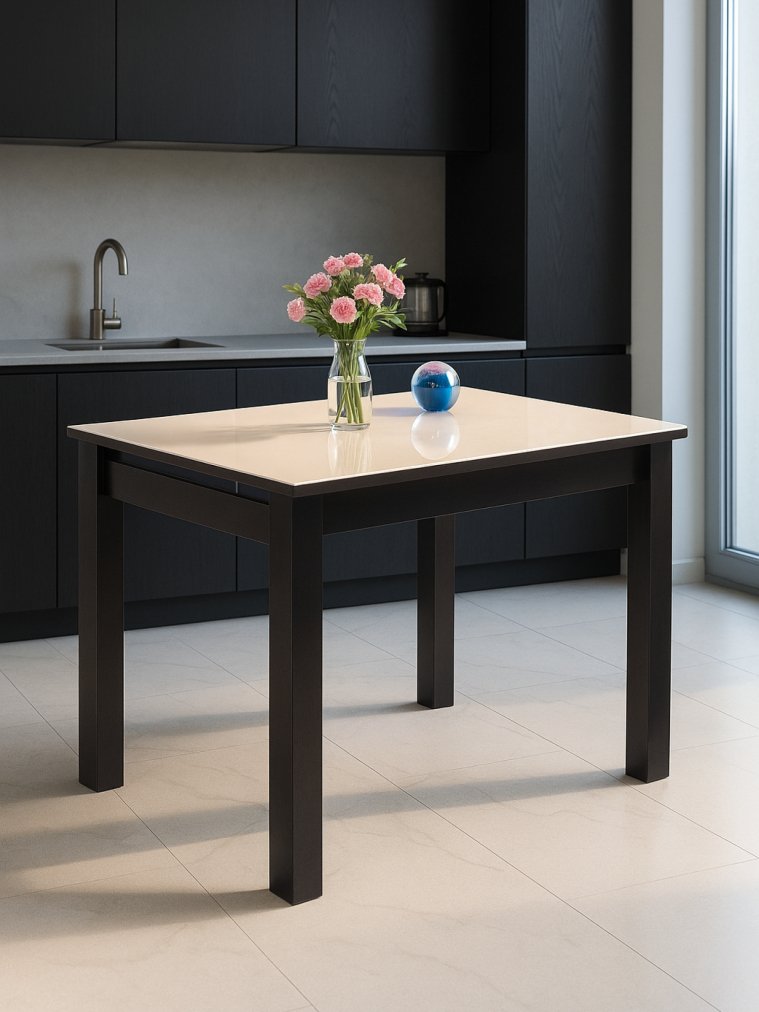 Стеклянный стол Раймунд бежевый / венге