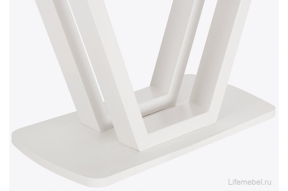 Стол раздвижной Каби металл белый / стекло белое