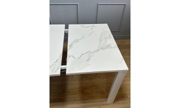 Керамический стол Ной мрамор белый / белый