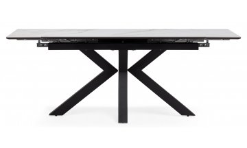 Керамический стол Бронхольм 140(200)х80х77 белый мрамор / черный