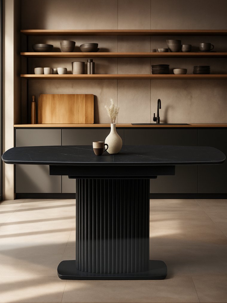 Керамический стол Фестер 140(180)х80 черный мрамор shakespeare black / черный