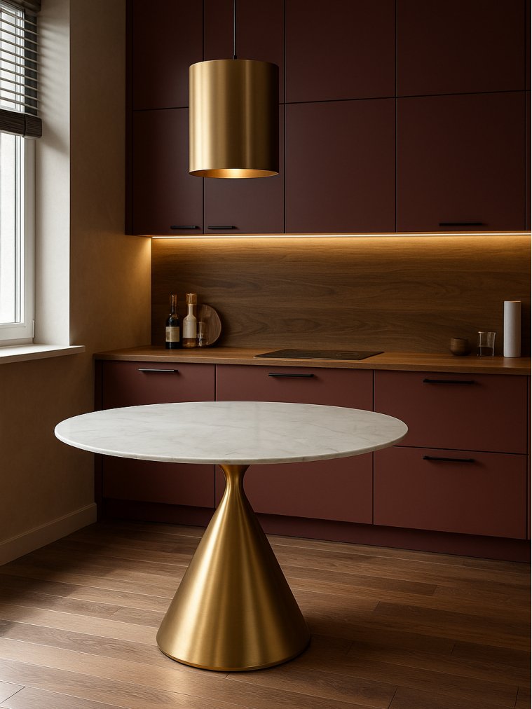 Cтол Jaklin 130x73 белый мрамор / сатинированное золото