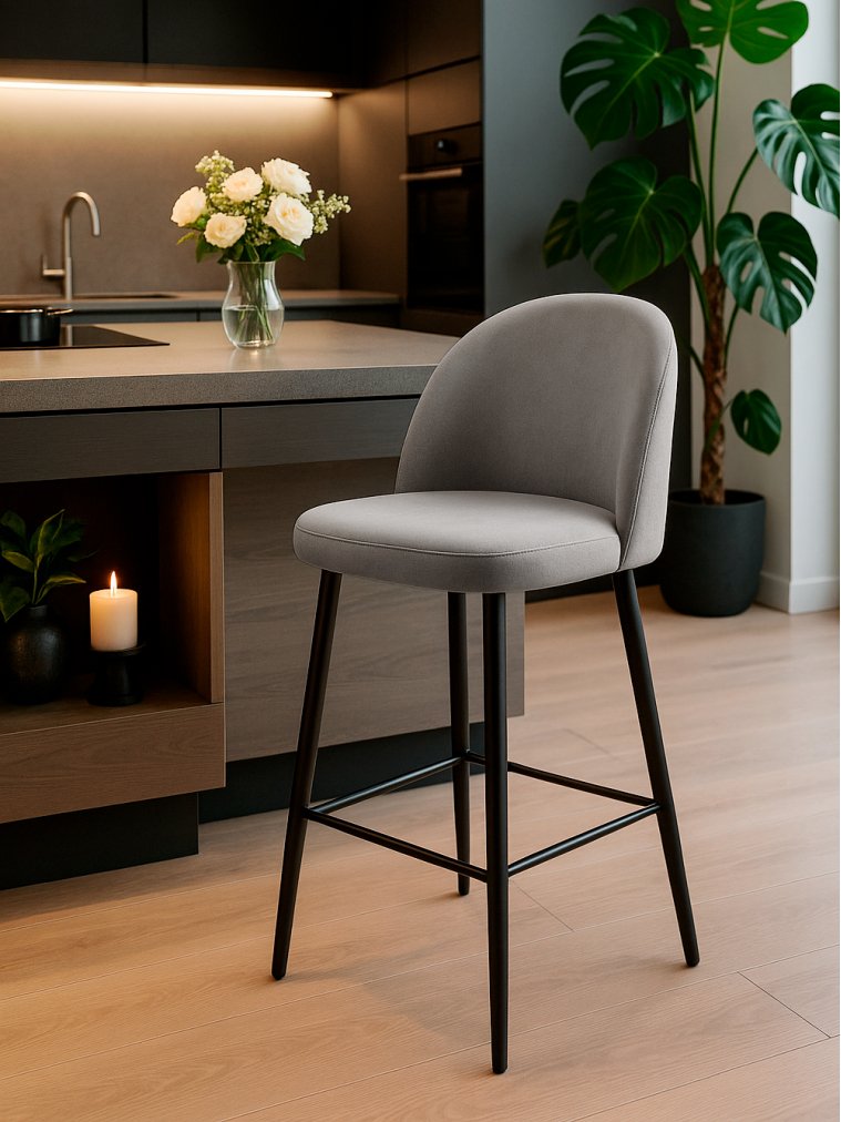 Барный стул Амизуре / Стул ДП2-17 \Делтон черный каркас зеленый микровелюр (catania izumrud)