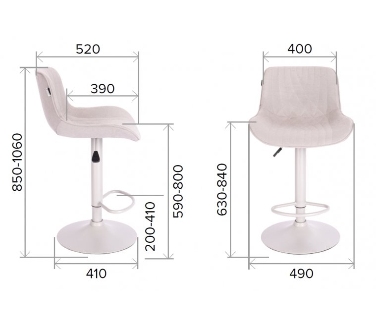 Барный стул Everprof Grace Grey ткань серый